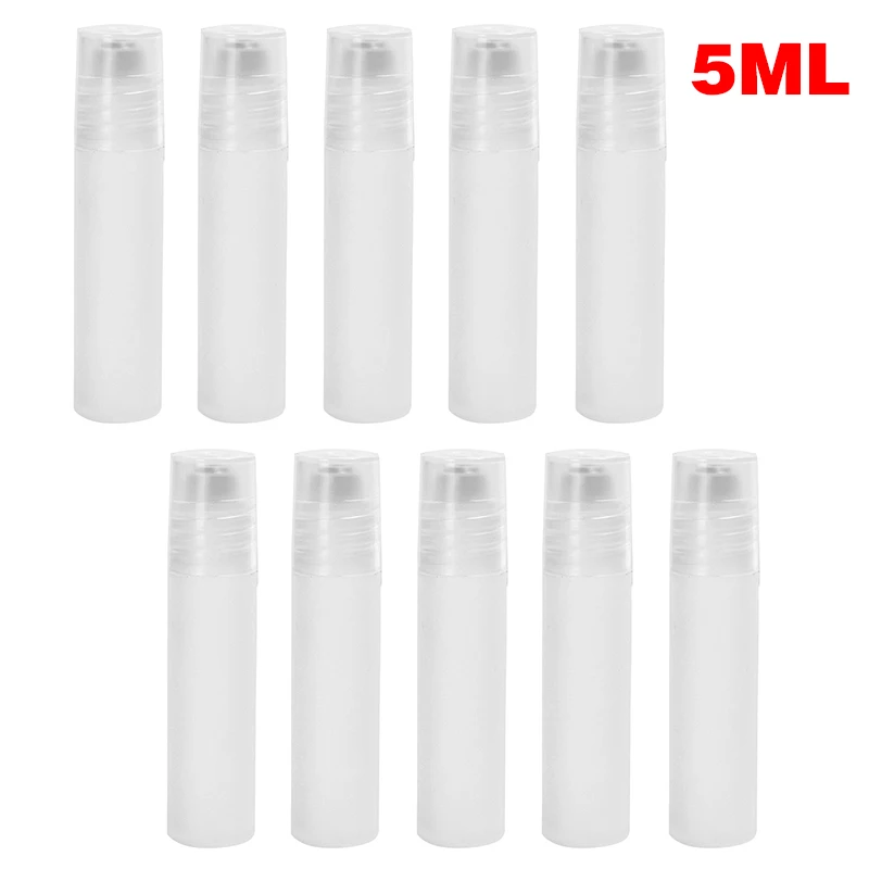 10 pcs 5 ml Liquid Plastic Bottle Durable Steel Ball Rolling Bottle