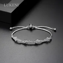 LUKENI Дизайн Личность ювелирные изделия Белый Цвет кубический циркон регулируемые геометрические цветок Браслеты для девушки, чтобы подарок