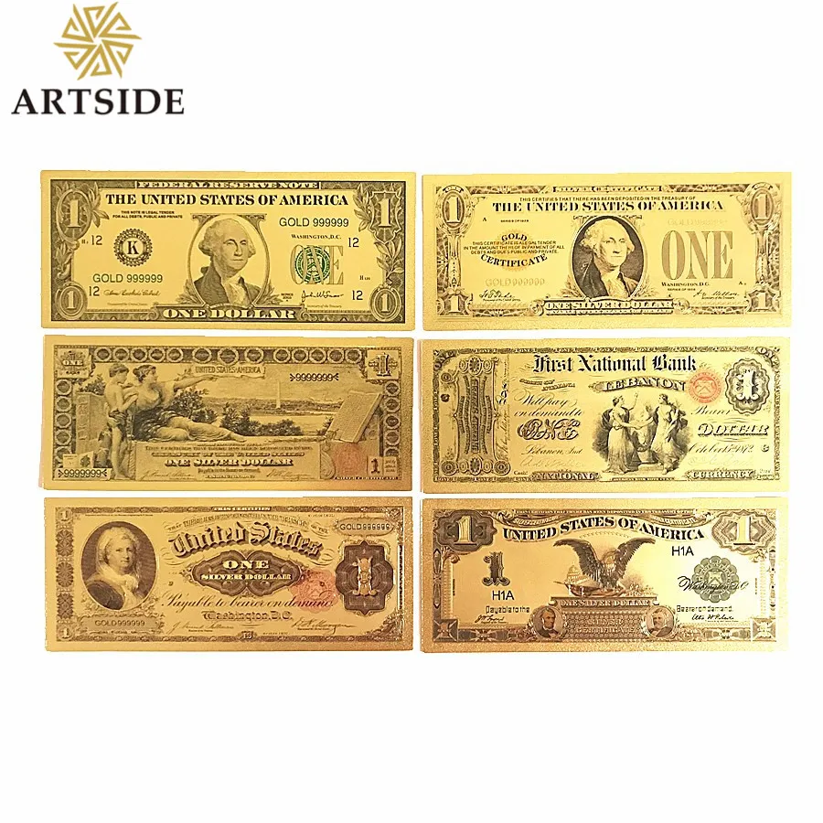 10 Gold Leaf Banknotes 24K Foil Notes Dollar Currency Paper Coins Money Federal 