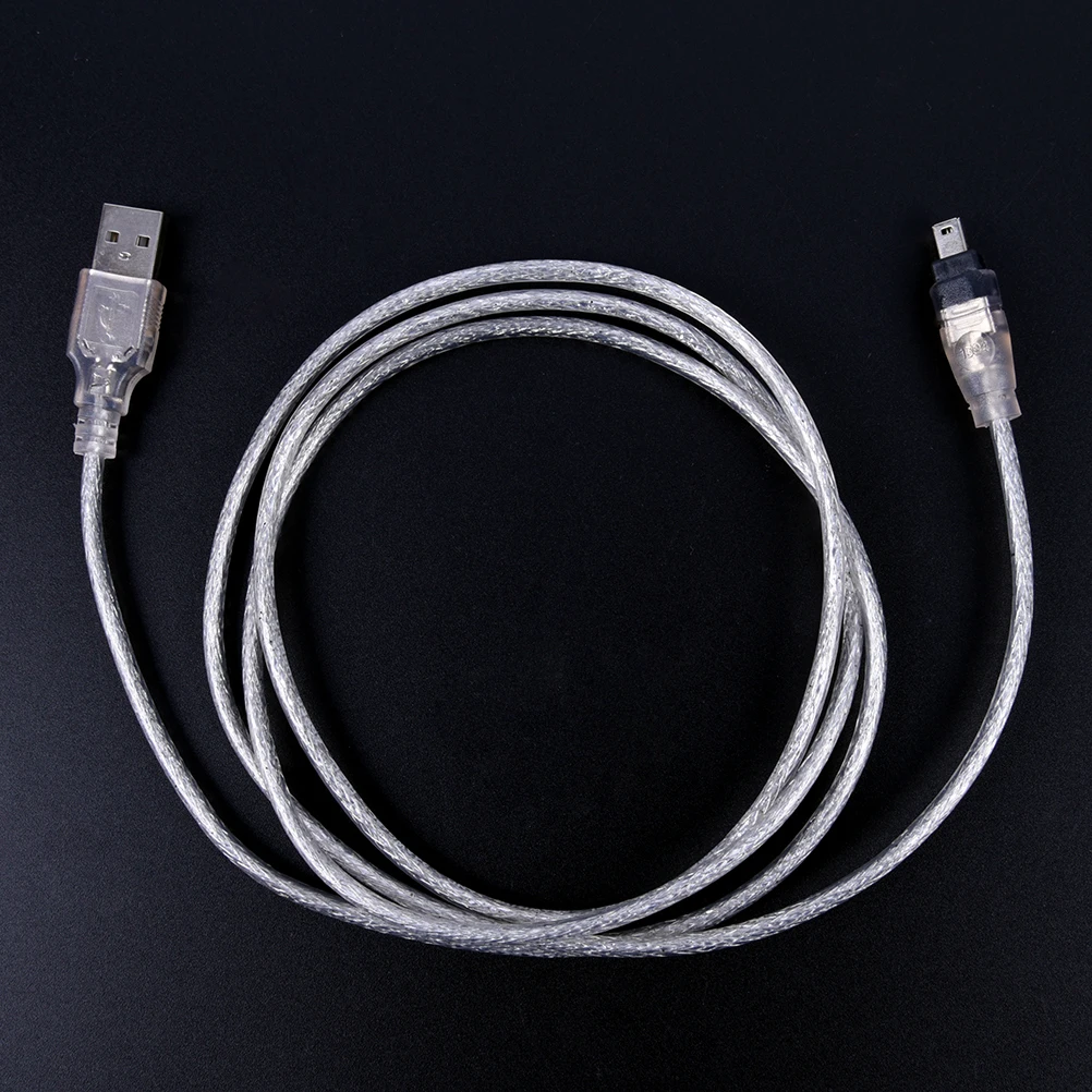 High Speed 1.2M 4FT USB 2.0 Male to 4 Pin Fire Wire IEEE 1394 Cable Lead Extension Adapter Converter Data Transfer Cable Silver