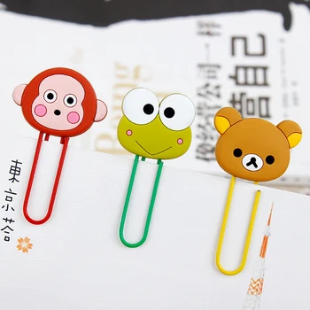 

1 pcs Cartoon anime paper clip silicone material escolar bookmarks for books stationery school supplies papelaria child gift