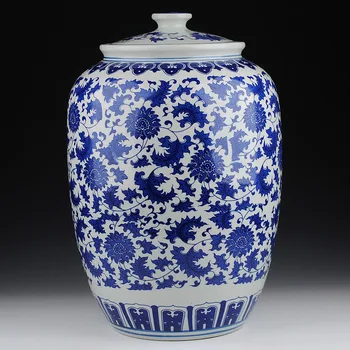

Jingdezhen Hongxuan ceramics porcelain cylinder storage tank general rice jar jar pickled cabbage decoration