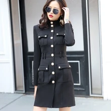 Стиль, осенняя одежда, Женская однобортная куртка с длинным рукавом, роскошная модная облегающая куртка на пуговицах