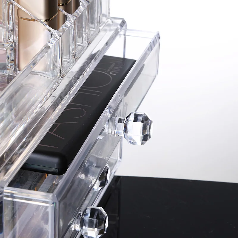 Acrylic Cosmetic Lipstick Storage Box Display Stand Dresser Nail Polish Shelf Rack Holder Drawer Women Makeup Organizer Case5