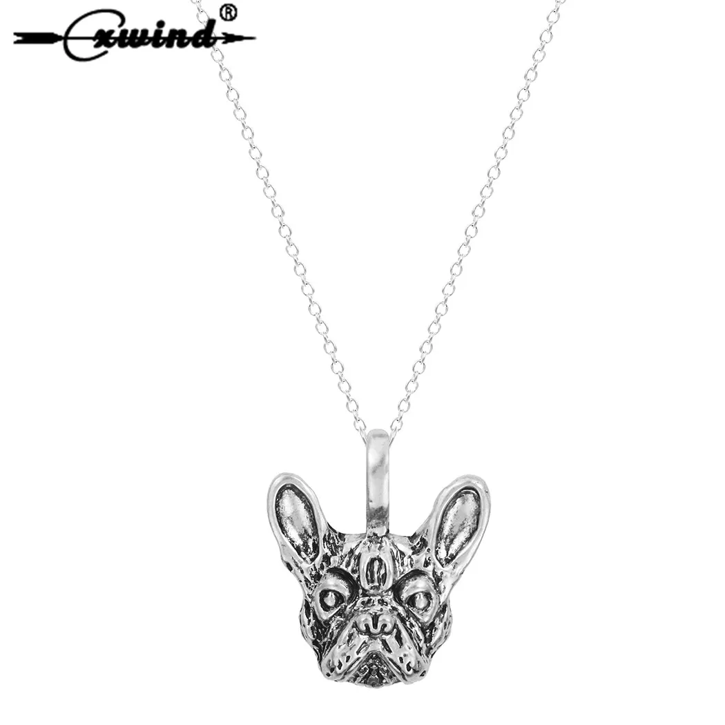 

Cxwind Handmade Animal Dog Necklace French Bulldog Face Necklaces & Pendants Dog Face Pendant Cut Out Charm Chain Jewelry