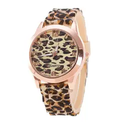 Новая мода люкс Высокое качество унисекс Женева Leopard силиконовые желе, гель Аналоговые кварцевые наручные часы браслет P * 21