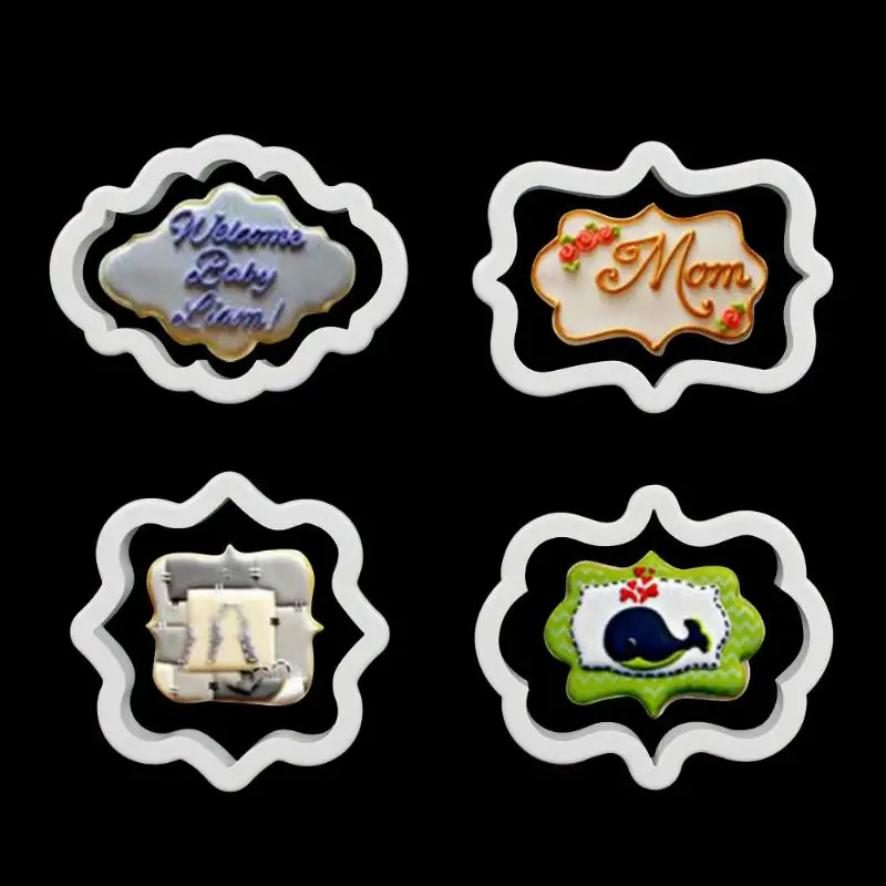 

4pcs Gingerbread Mold Fondant Molds Plastic Cookie Cutter 3D Pastry Mould Pastry Biscuit Cutter Cake Decorating Tools