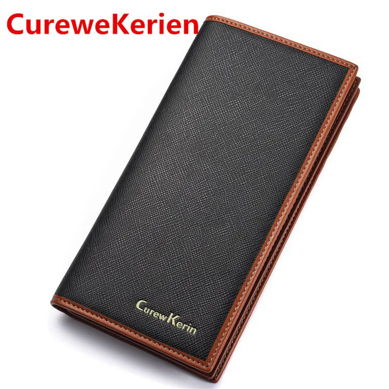 

CureweKerien Luxury Business Cowhide Wallet 2017 Brand Designer Top Men's Long Wallet Clutch Wrist bag and purses card holder