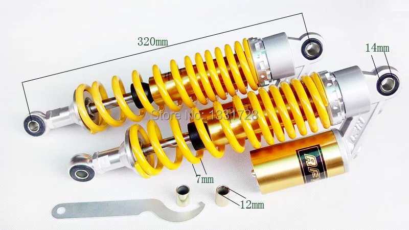 Желтый RFY воздушный газ 320 мм амортизатор для 50cc, 75cc, 90cc, 125cc, 150cc, 250cc, 300cc квадроциклов грязи, Gokart, ATV, мотоциклов