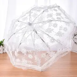 Свадебный маленький кружевной зонт с цветочным узором для девочек белый декоративный зонтик в европейском и американском стиле с