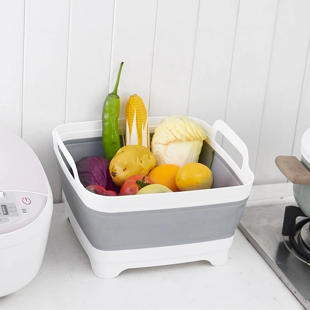 Un portátil plegable lavado Bin engrosada de cubo de plástico Durable plegable ligero lavabo para acampar al aire libre de viaje Un portátil plegable lavado Bin engrosada de cubo de plástico Durable plegable ligero lavabo para acampar al aire libre de viaje