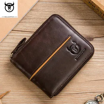 

BULLCAPTAIN Genuine Leather Mens Wallet Premium Product Cowhide Wallets for Man Short Black Walet Portefeuille