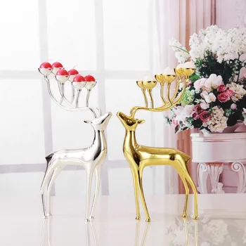 

Luxurious Deer Candle Holder Stainless Steel Candlestick For Party Wedding Candelabra Decoration Christmas Gift Free Candle