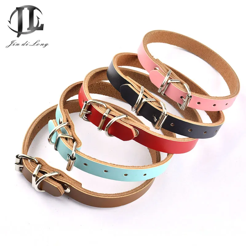 5pcs Good Quality Genuine Luxury Leather Pet Collars Multiple Style Pet