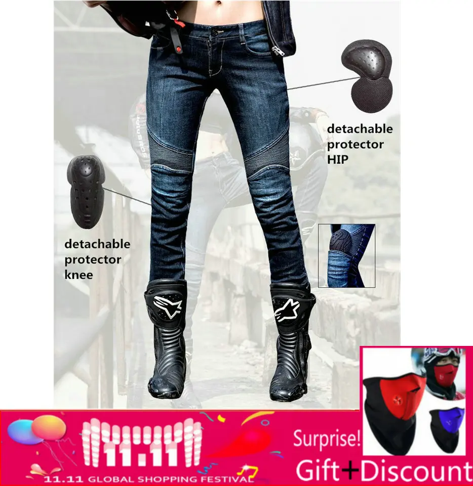 

2017 fashion straight Uglybros jeans motocross moto motorcycle pants ladies knee protection motorcycle jeans