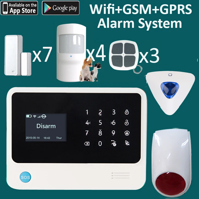 110 дБ Стробоскопическая сирена gsm wifi GPRS поддержка 7 языков