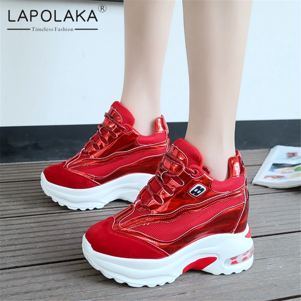 

Lapolaka New Fashion Height Increasing Dad Shoes Patchwork Chunky Sneakers Shoes Woman Casual Soft Summer Autumn Flats