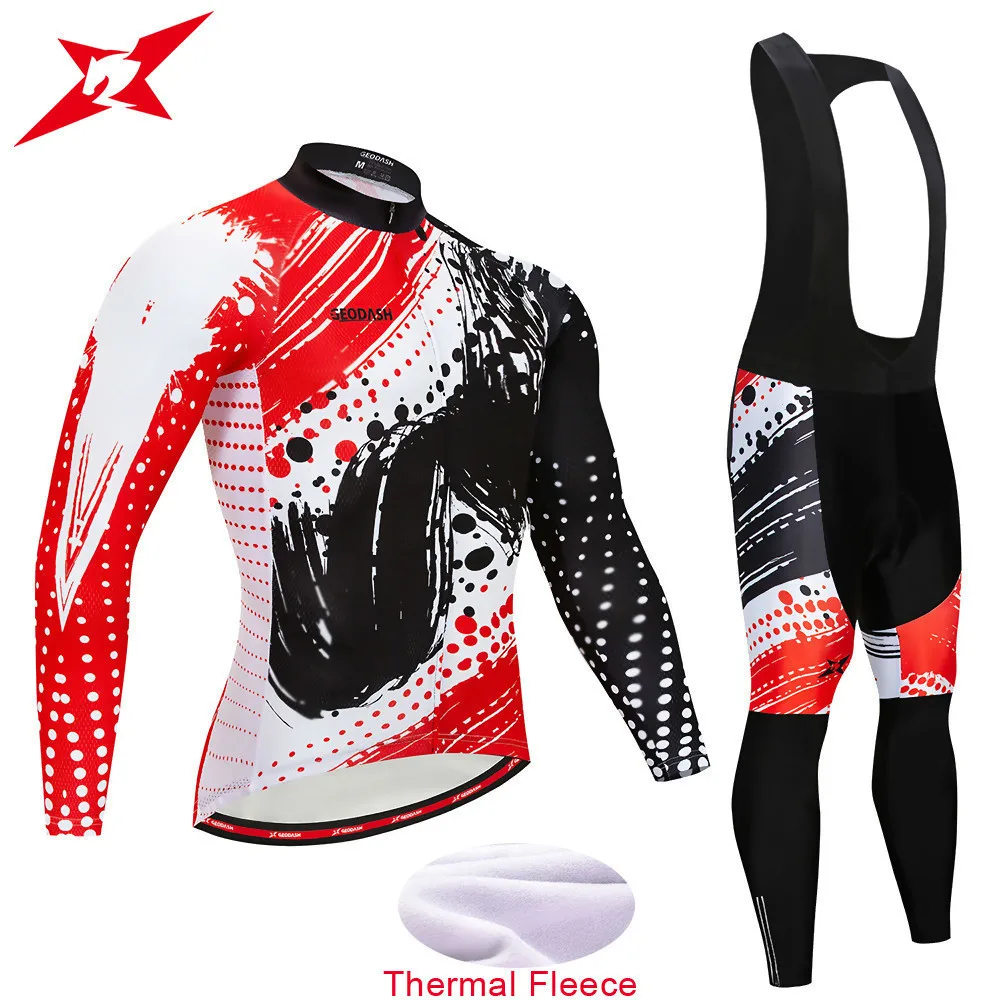 

GEODASH Good Quality Winter Cycling Clothing Thermal Fleece Cycling Clothing Man GEL Pad Cycling Clothing Man 2019 Full Set