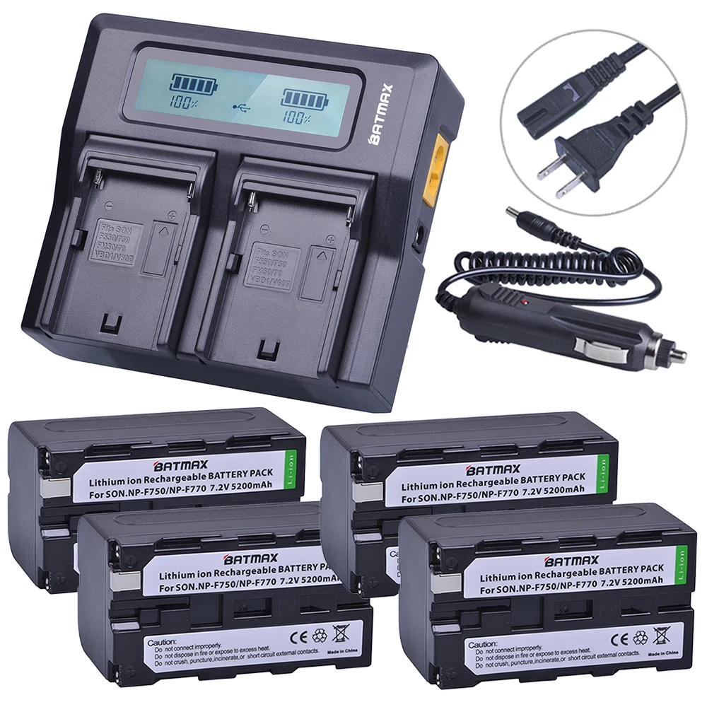 Batmax 4 шт. NP-F750 NP-F770 NP F750 F770 Батарея + ЖК-дисплей быстрое двойное Зарядное устройство