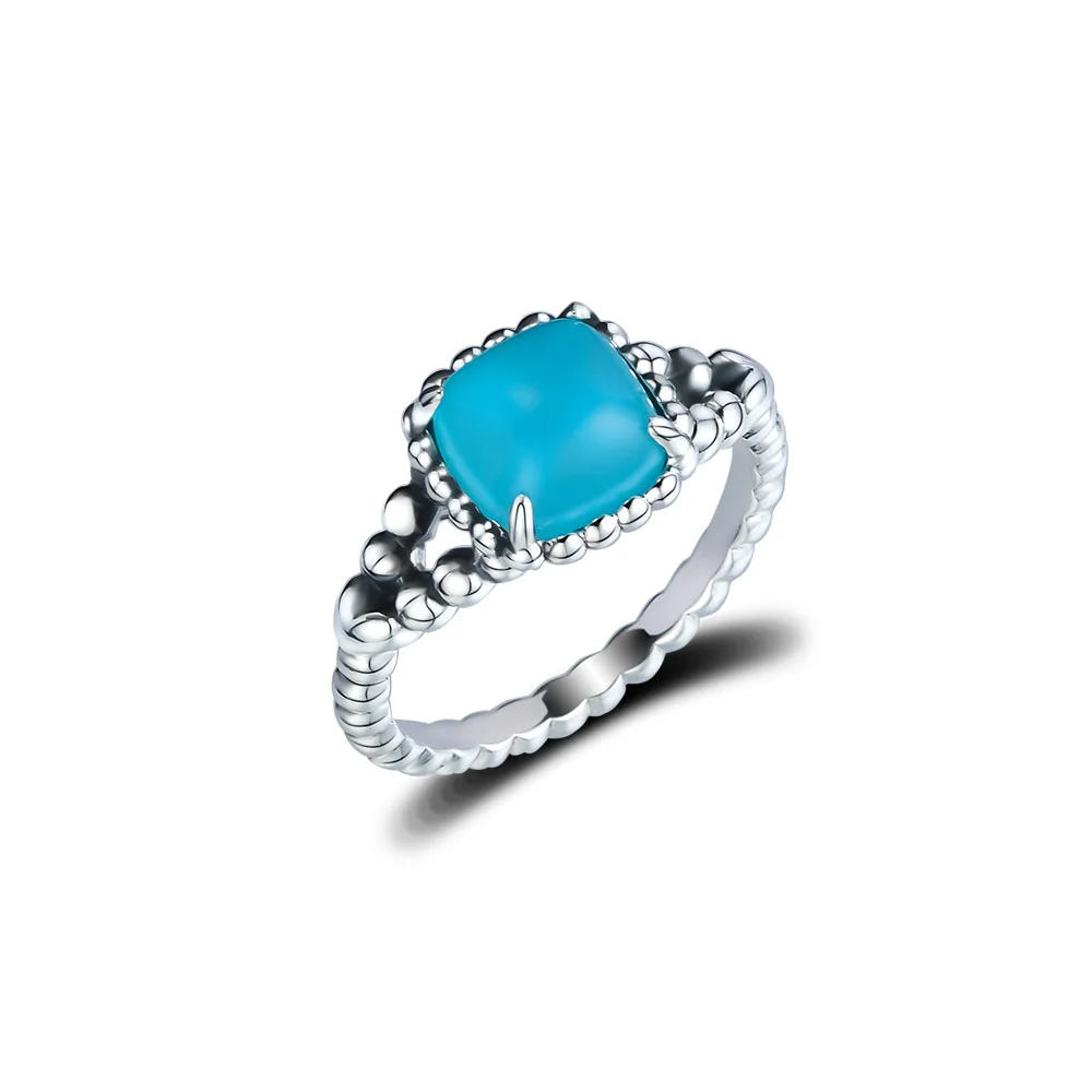 

Top Quality 925 Sterling Silver Vibrant Spirit Wedding Ring, Scuba Blue Crystal Finger Rings For Women Original Jewelry