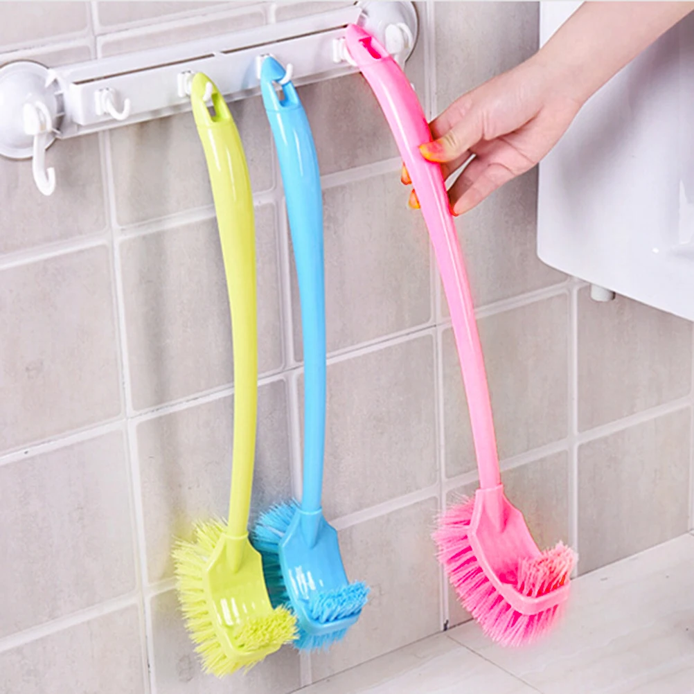 toilet cleaning brush 50CM Length Sided Curved handle toilet brush