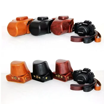 

Oil skin PU Leather Camera Bag Case for Olympus OM-D EM10 E-M10 with 14-42mm Lens With Shoulder Strap Protective Case