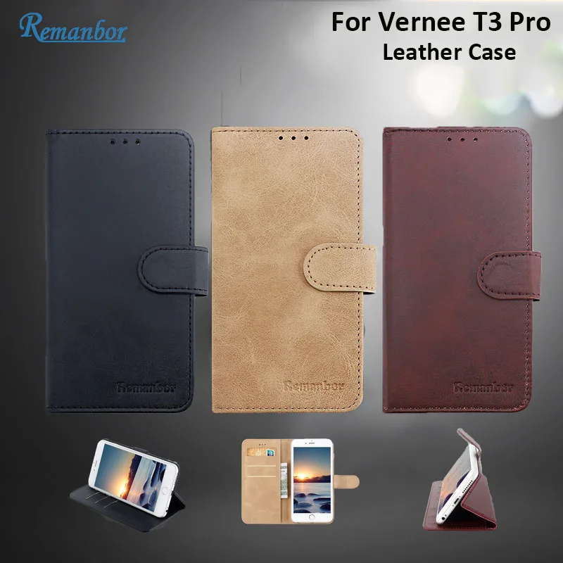 

Remanbor For Vernee T3 Pro Leather Case Plain Color Exclusive Credit Card Holder Ultra-thin Durable For Vernee T3 Pro 5.5''