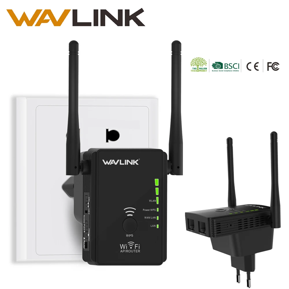 Wavlink 300 Мбит/с Wi-Fi ретранслятор/маршрутизатор/точка доступа AP wifi Range Extender с 2 внешними антеннами WPS шифрование сигнала ускорители