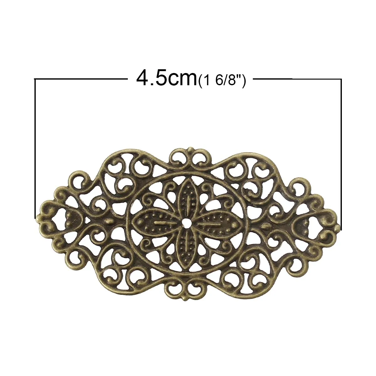 Сплав фурнитура для украшений неправильный античный бронзовый цветок полый узор 4,5 см(1 6/") х 23 мм(7/8"), 6 шт