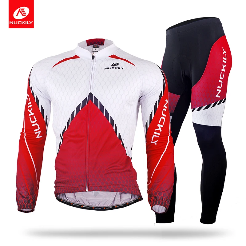 NUCKILY Winter Men's New Design Cycling Jersey Set Thermal Long Bicycle Clothing And Tights