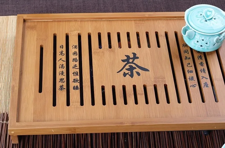 43*28 см китайский кунг-фу поднос для Чая бамбуковый поднос для чая ящик для хранения, чайная церемония