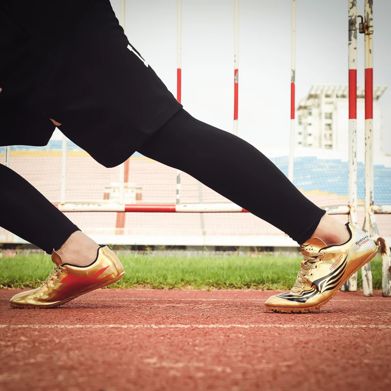 Thestron, спортивная обувь для мужчин, легкая, удобная, для бега, с гвоздями, кроссовки, мужские, золотые, серебряные, шипы, обувь