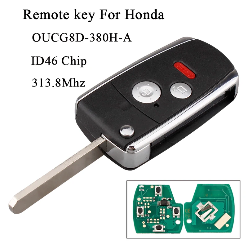 

Car Remote Key 313.8Mhz For Honda OUCG8D-380H-A ID46 Chip Key Fob For Honda Accord 2003 2004 2005 2006 2007 New Style 2+1 Button