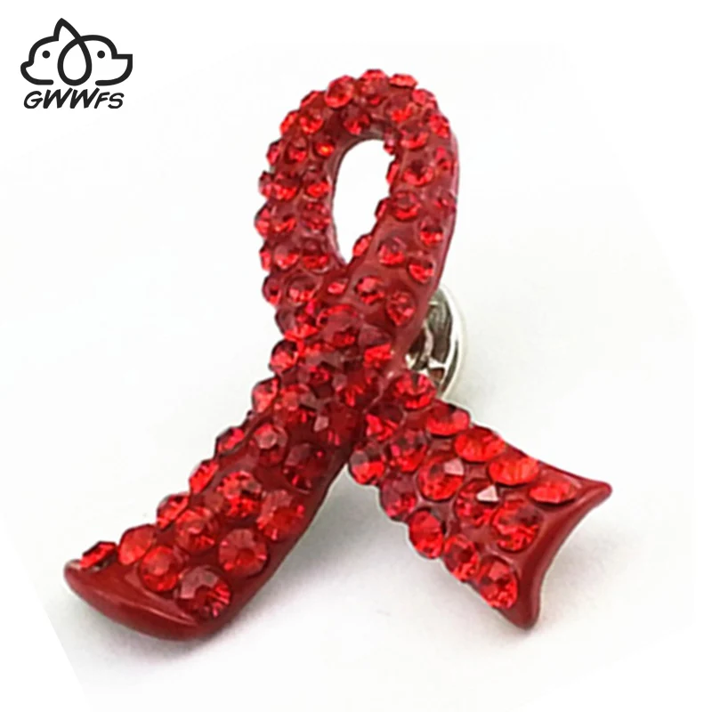 

AIDS red ribbon Brooch conference gifts creative gift badge badge charity gifts crystal brooch free home delivery