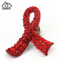 AIDS red ribbon Brooch conference gifts creative gift badge badge charity gifts crystal brooch free home delivery pulatu red crystal lobster brooch gift for girlfriend