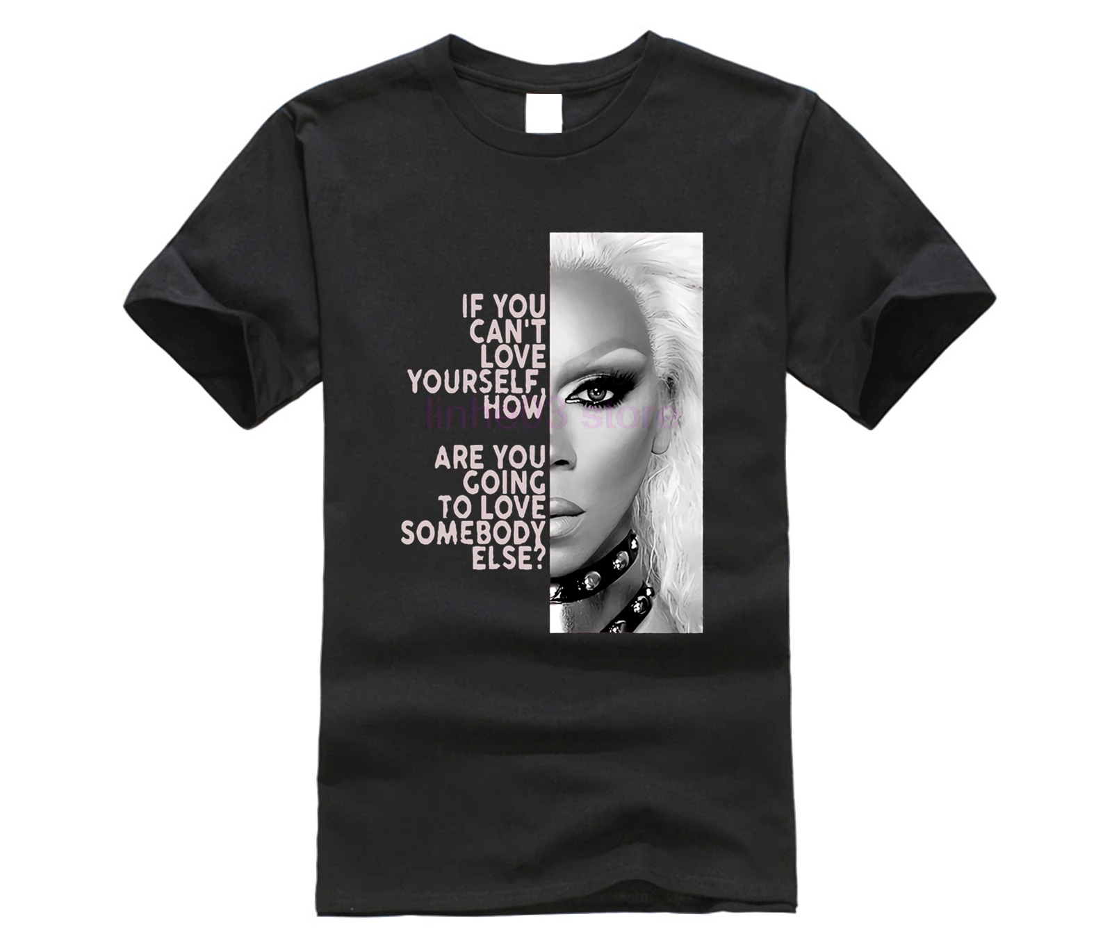 

RuPaul Text Portrait T Shirt Male Newest Unique Tee Shirt Cool Custom Made Loose T-Shirts Men Summer Round Neck Graphic Dad Top