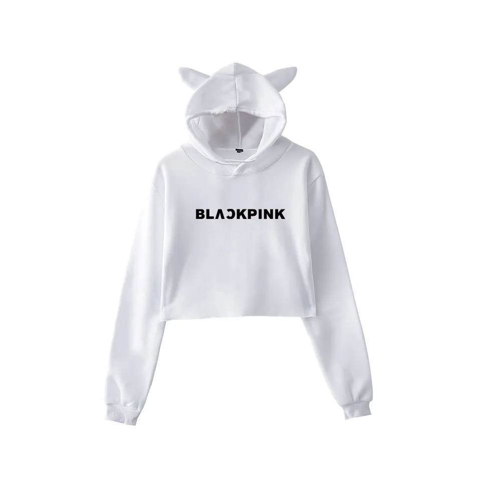 Kpop blackpinkkpop боди с длинными рукавами семь точка-точка толстовка с капюшоном для женщин сексуальное женское пупочное с капюшоном и принтами с котами пуловер 2XL одежда