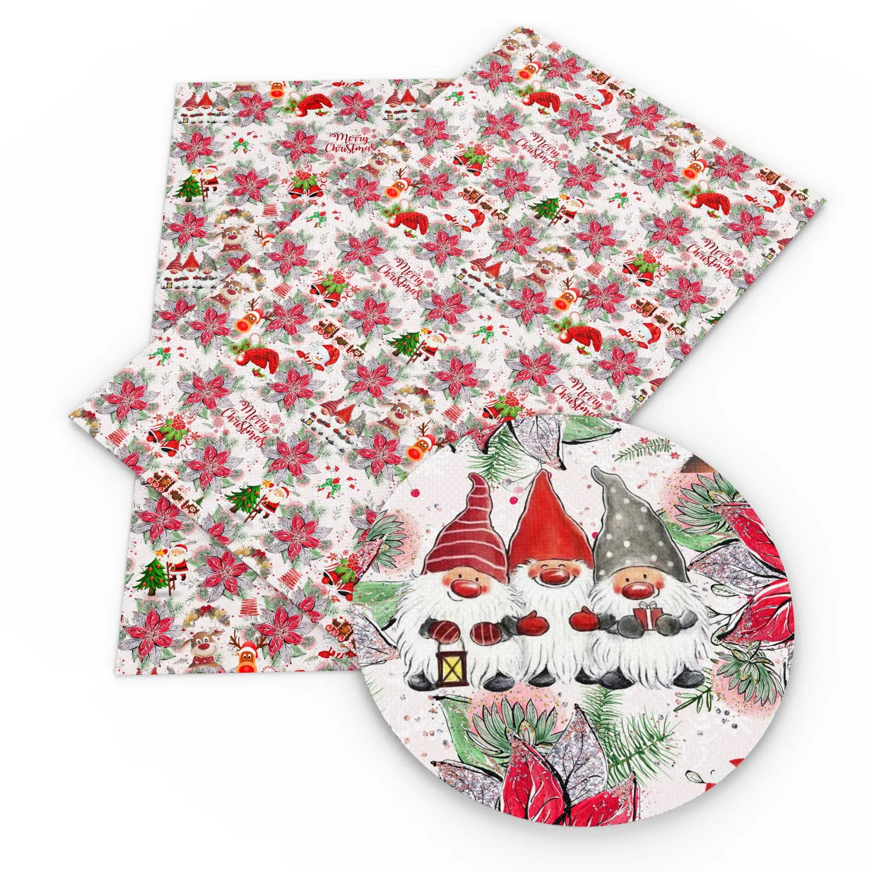 

New 20*34cm Christmas Snow Faux Synthetic Leather Patchwork For Hair Bow Bags Phone Cover DIY Projects,1Yc4835