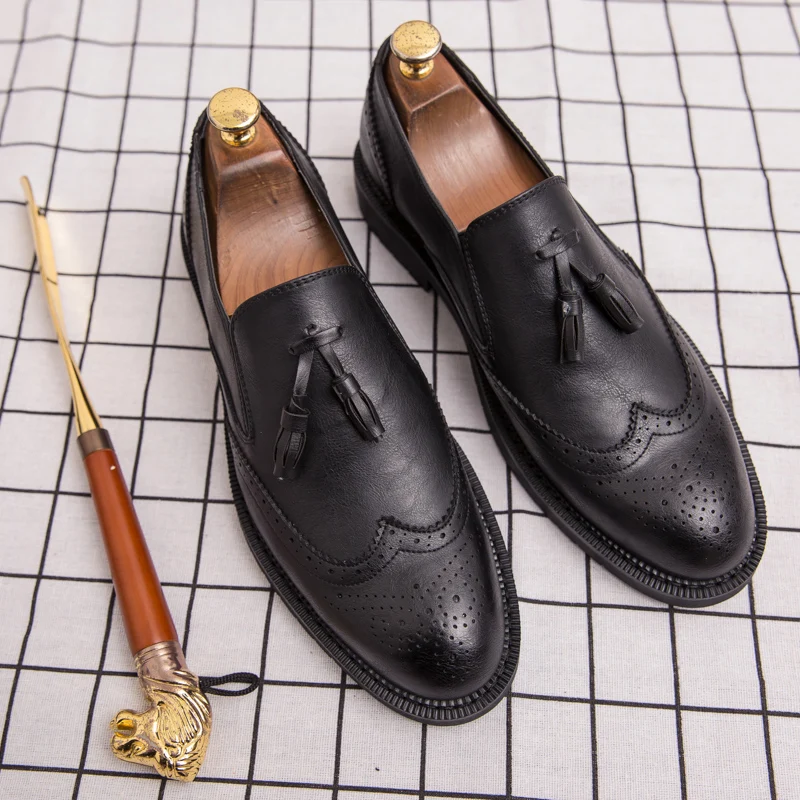 tassel mens vintage shoes italian brand genuine leather formal business wedding handmade male footwear brogue oxfords for men (27)