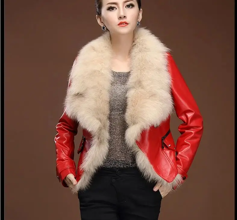 Real Genuine Leather Jacket Autumn Winter Coat Women Clothes Fox Fur Collar Sheepskin Down Coat Korean Streetwear Tops