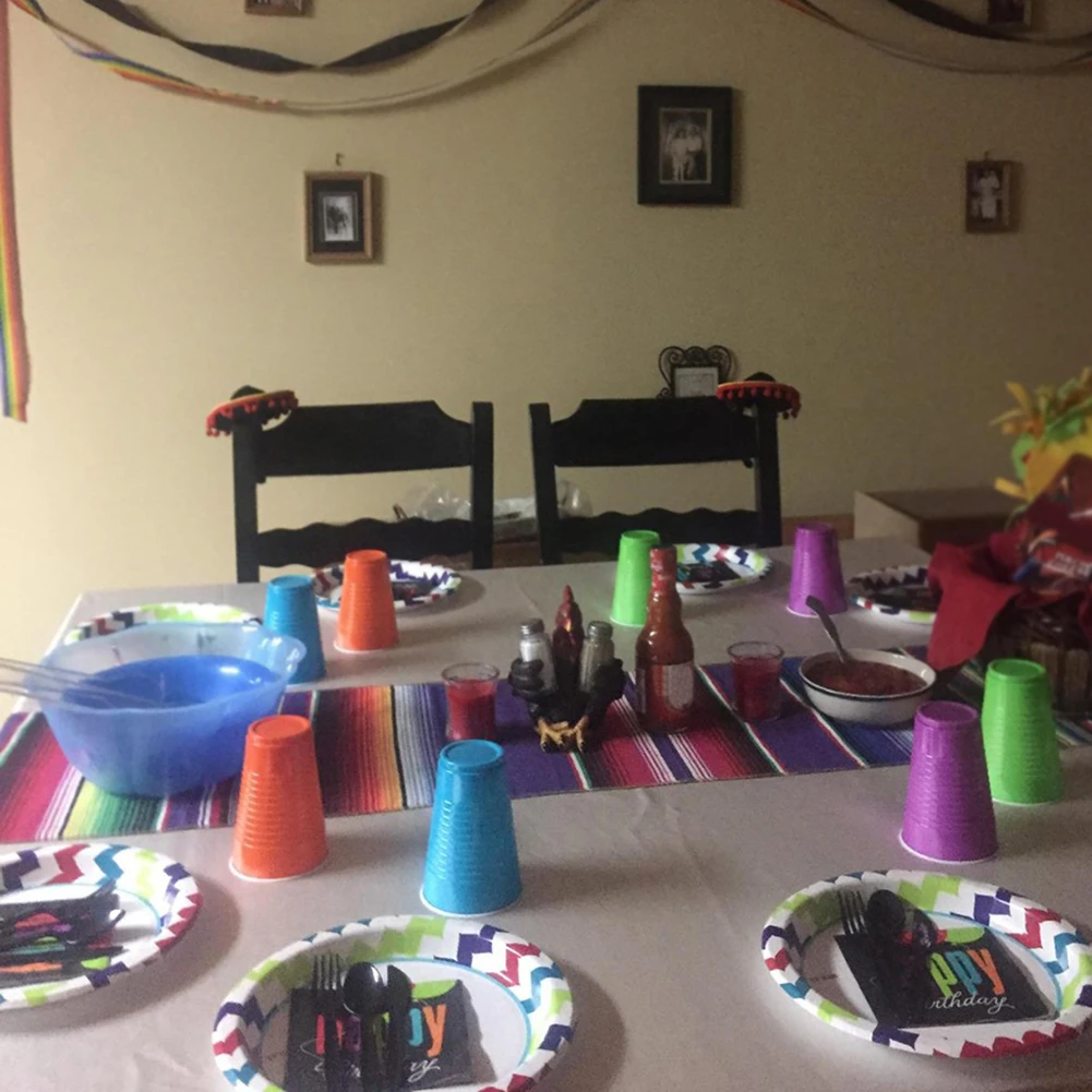 4 Colors Tablecloth Mexican Party Serape Cotton Tablecloth Table Runner Rainbow Wedding Party Table Runners Home Decoration