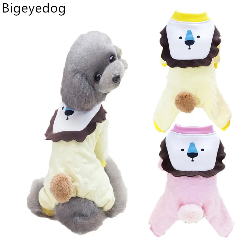 Bigeyedog Winter Dog Clothes Warm Jumpsuit Pajamas Small Dog Clothing Puppy Poodle Yorkies Coat
