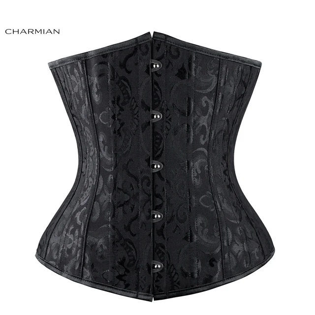 charmian womens plus size underbust corset waist cincher black plus size steel boned corsets