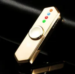 СВЕТОДИОДНЫЙ многоцветный Дополнительный вход USB зарядки легче Спиннер гироскопа палец вращающийся EDCAnti стресс игрушка Рождественский подарок - Цвет: Golden