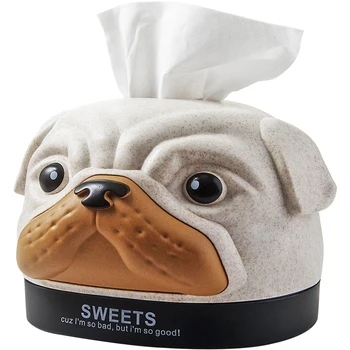 

Bobby Dog Shape Napkin Storage Box Creative Cartoon Desktop Roll Tissue Box Living Room Paper Box Decorative Container 04328