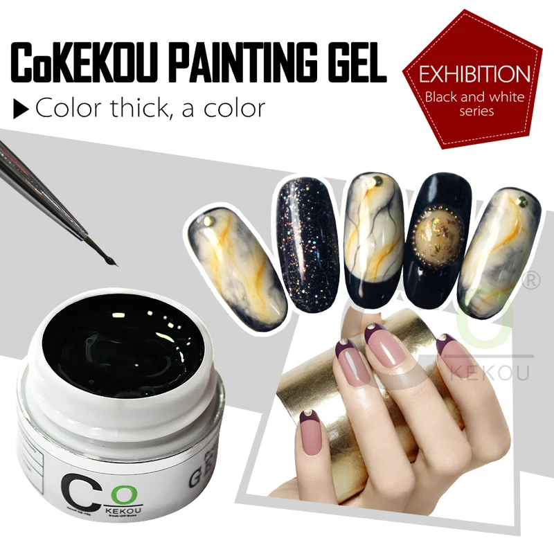 

CoKEKOU Manicure LED Nail Painting Gel 12Colors Pure Gel Soak off Professional 10ml gel nail polish send false nail