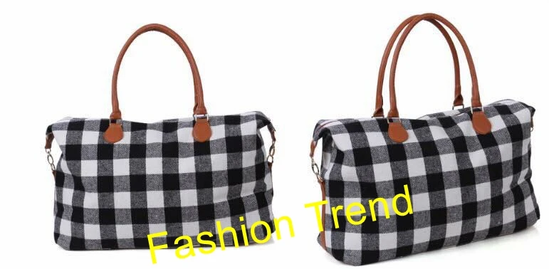 buffalo plaid duffle bag