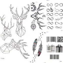 Декорации для тела, рук живопись геометрический маленький Лось временная татуировка мужские водостойкие лося татуировка с изображением