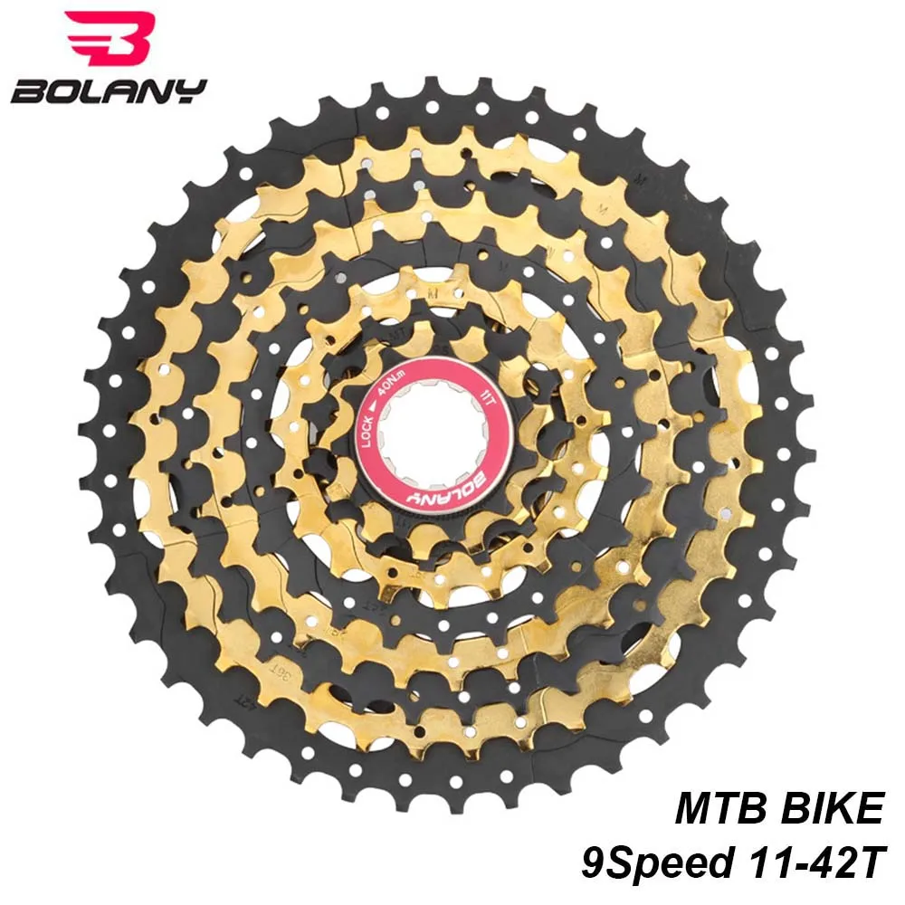 BOLANY MTB велосипед Cassete 9 скоростей 11-42T велосипед свободного хода Черное золото горный кассета Звездочка запчасти для велосипеда Shimano Sram - Цвет: 9S 11 to42T