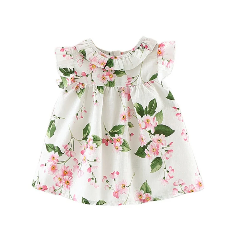 

Toddler Baby Girls Floral Dresses New Summer Kids SunSuit Princess Flower Floral Printed Petal Sleeve Beach Dress 6M-3Y
